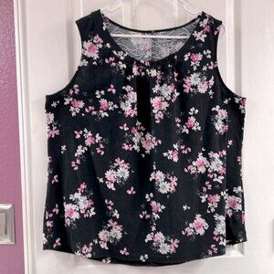 Black Floral Tank Top
